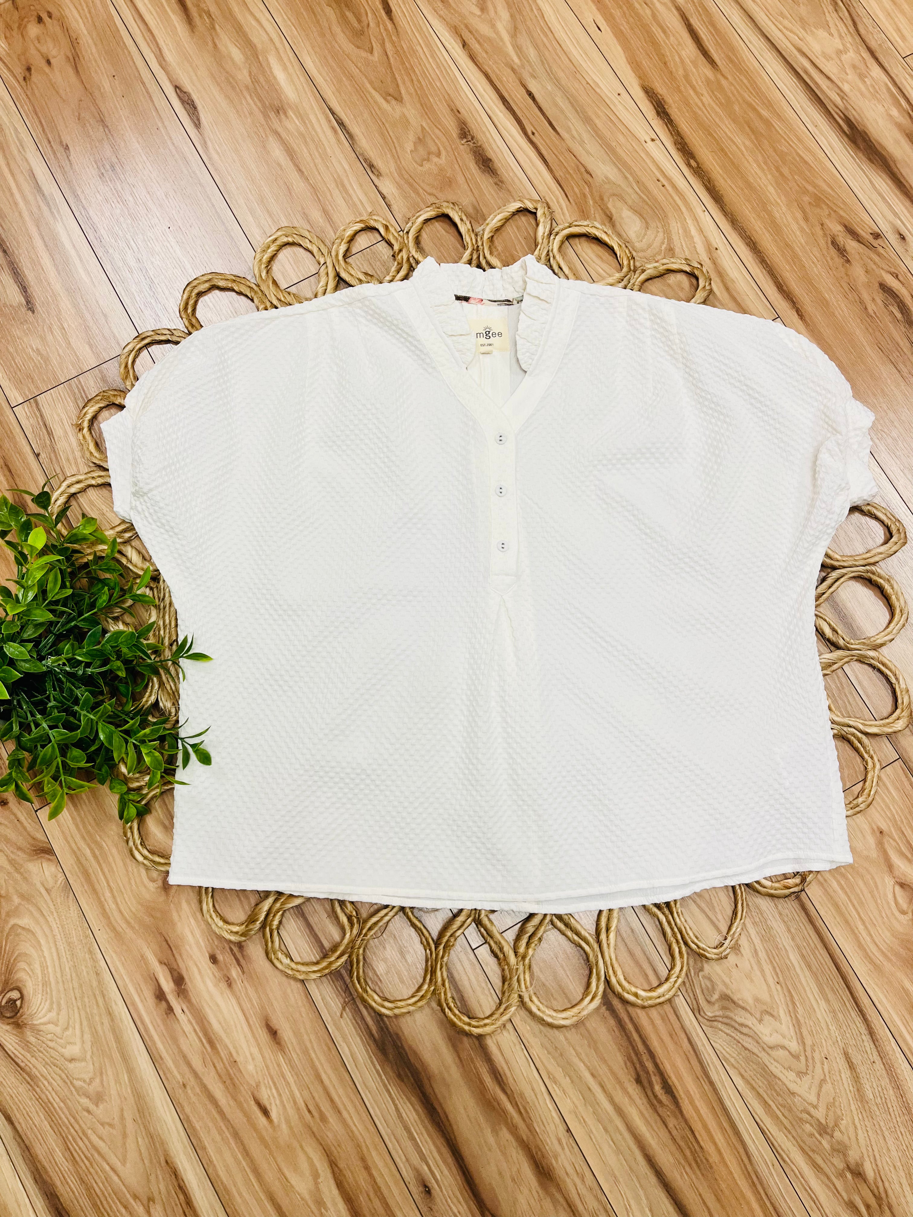 Women’s Umgee Cream Textured Button Down Top- Oversized