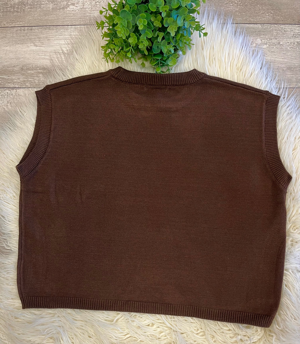Women’s Zenana Sleeveless Sweater In Chocolate - Oversized Fit
