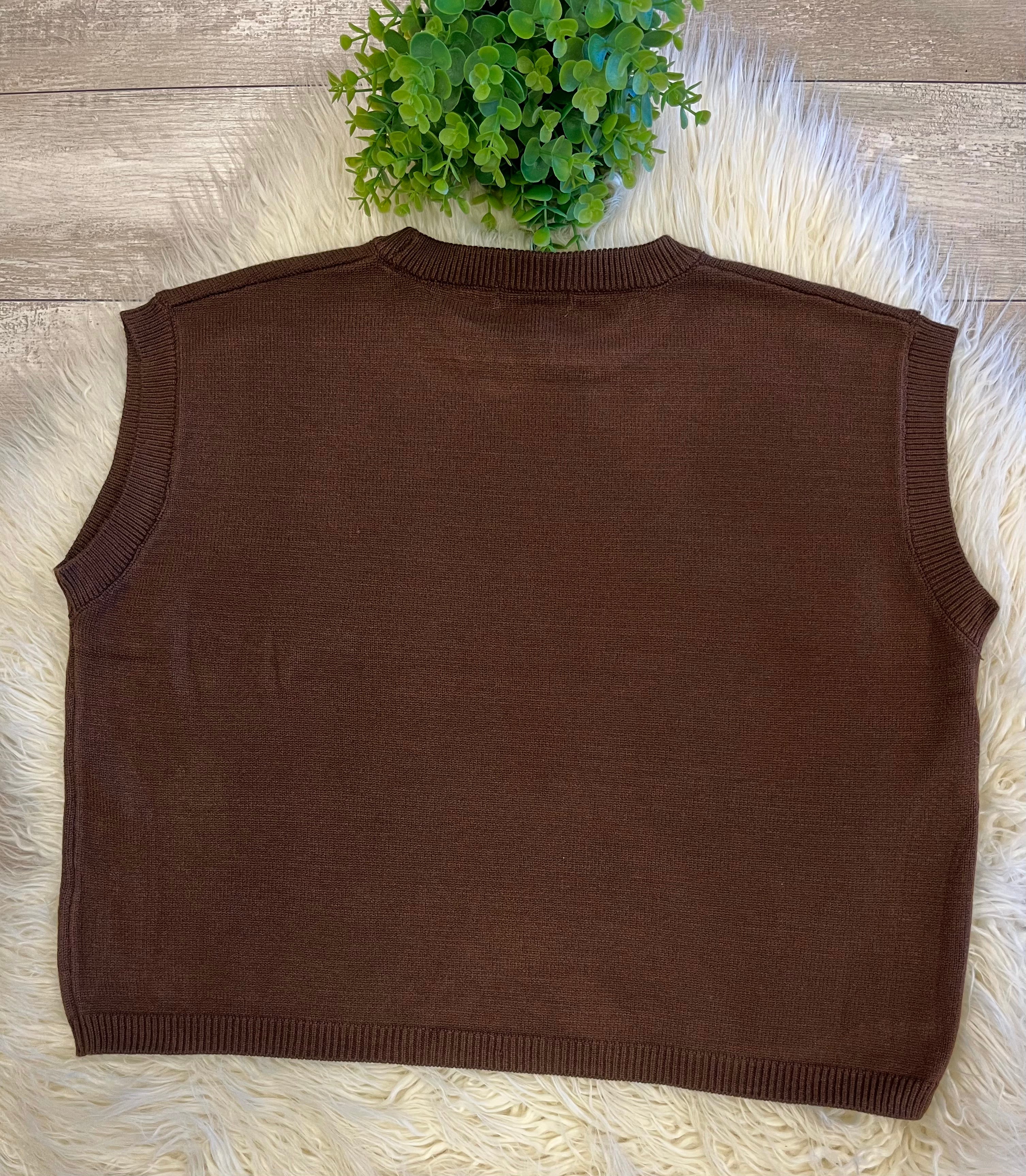 Women’s Zenana Sleeveless Sweater In Chocolate - Oversized Fit