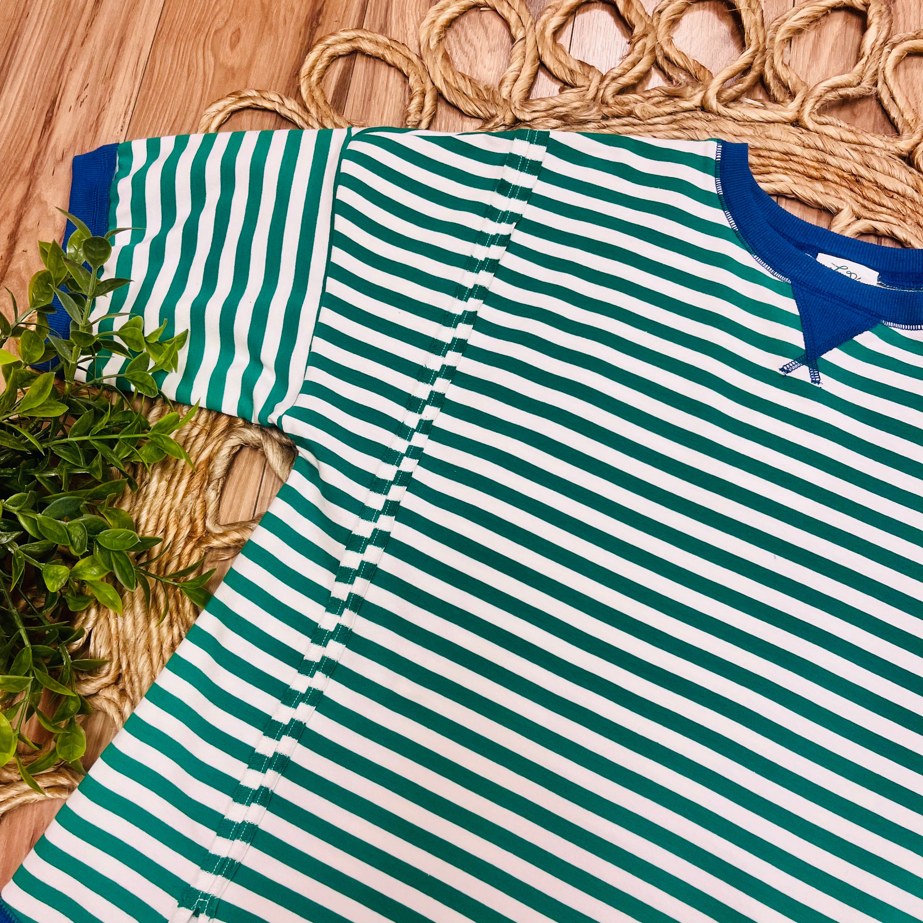 Women’s Very J Green and Blue Stripe Top