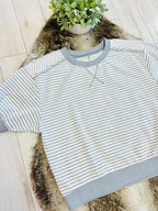 Women’s Umgee Heather Grey Striped Knit Top with Ribbed Trim- Oversized