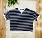 Women’s Zenana Navy Striped Top