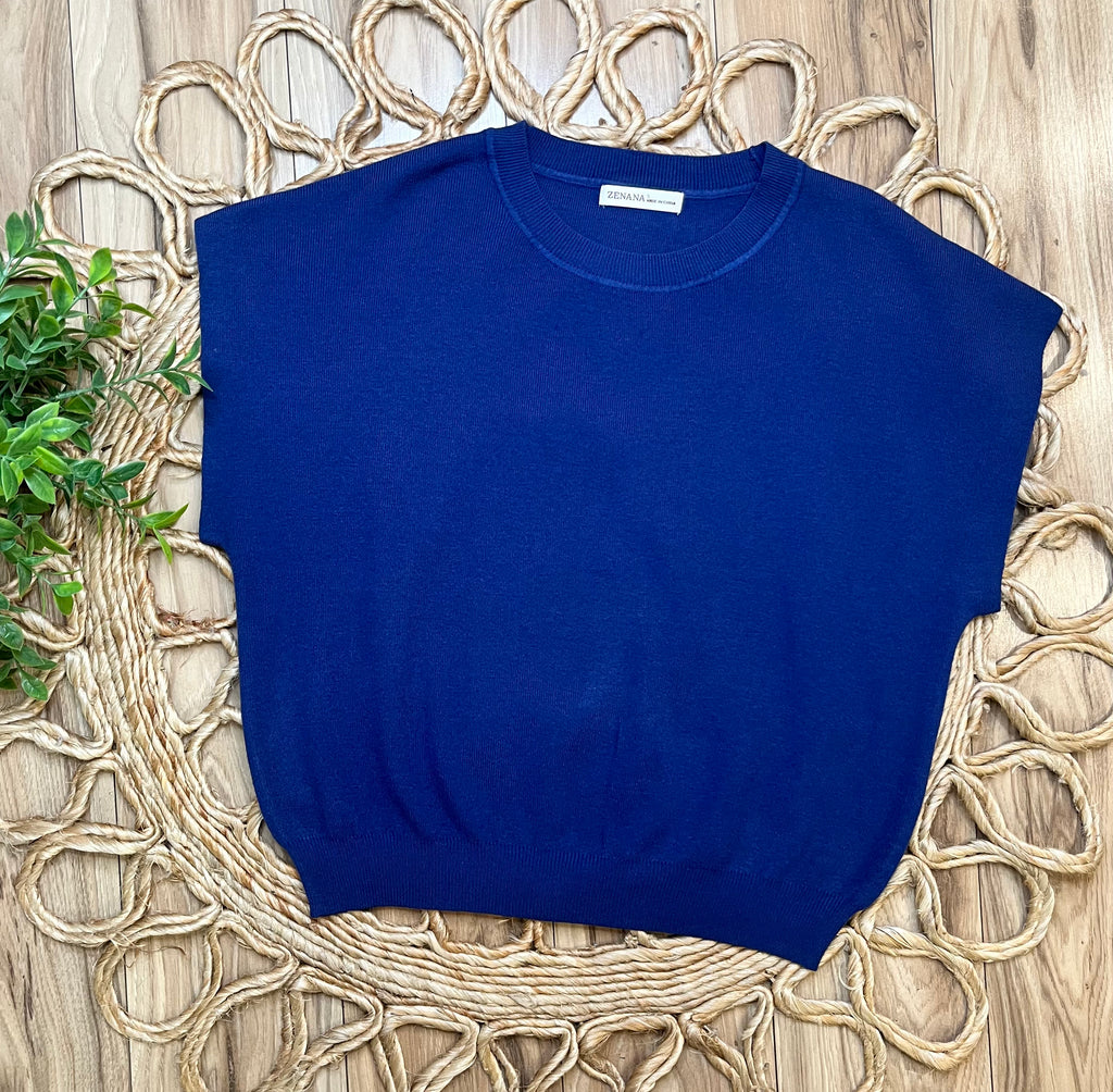 Women’s Zenana Navy Sweater Vest Top