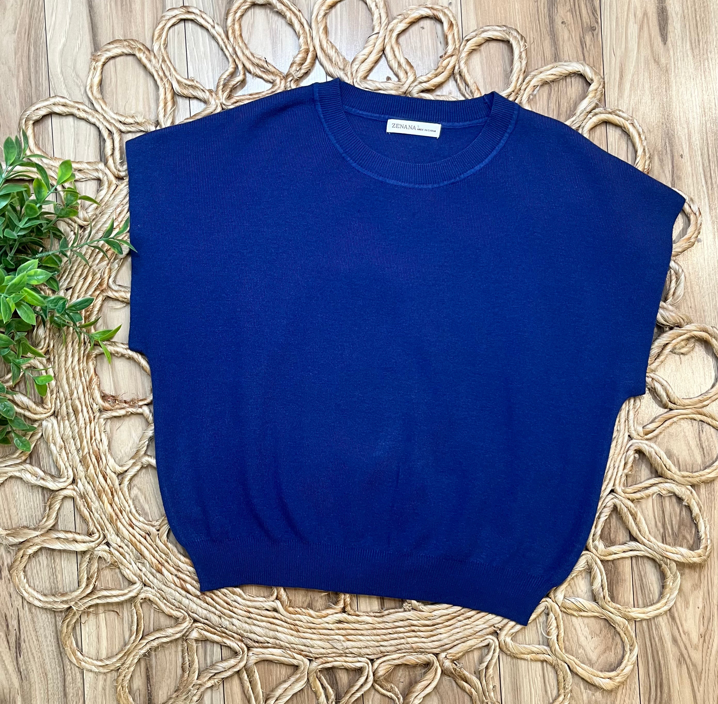 Women’s Zenana Navy Sweater Vest Top