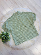 Women’s Evermmee Cream and Green Gingham Top
