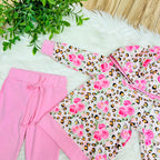 Girls Pink Floral and Cheetah Print Set