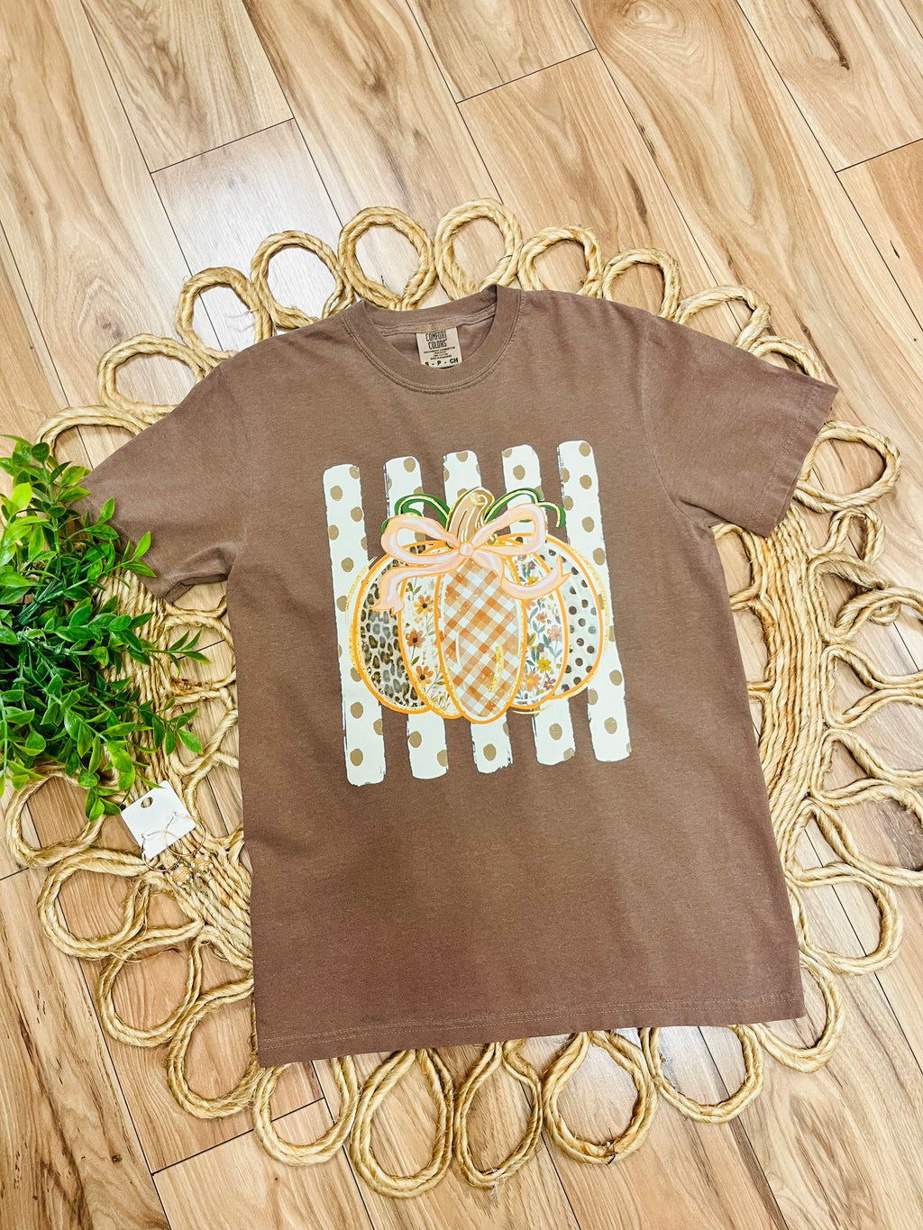 Women’s Comfort Colors Brown Mixed Print Pumpkin Tee
