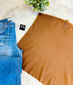 Women’s Deep Camel Mock Neck Top oversized