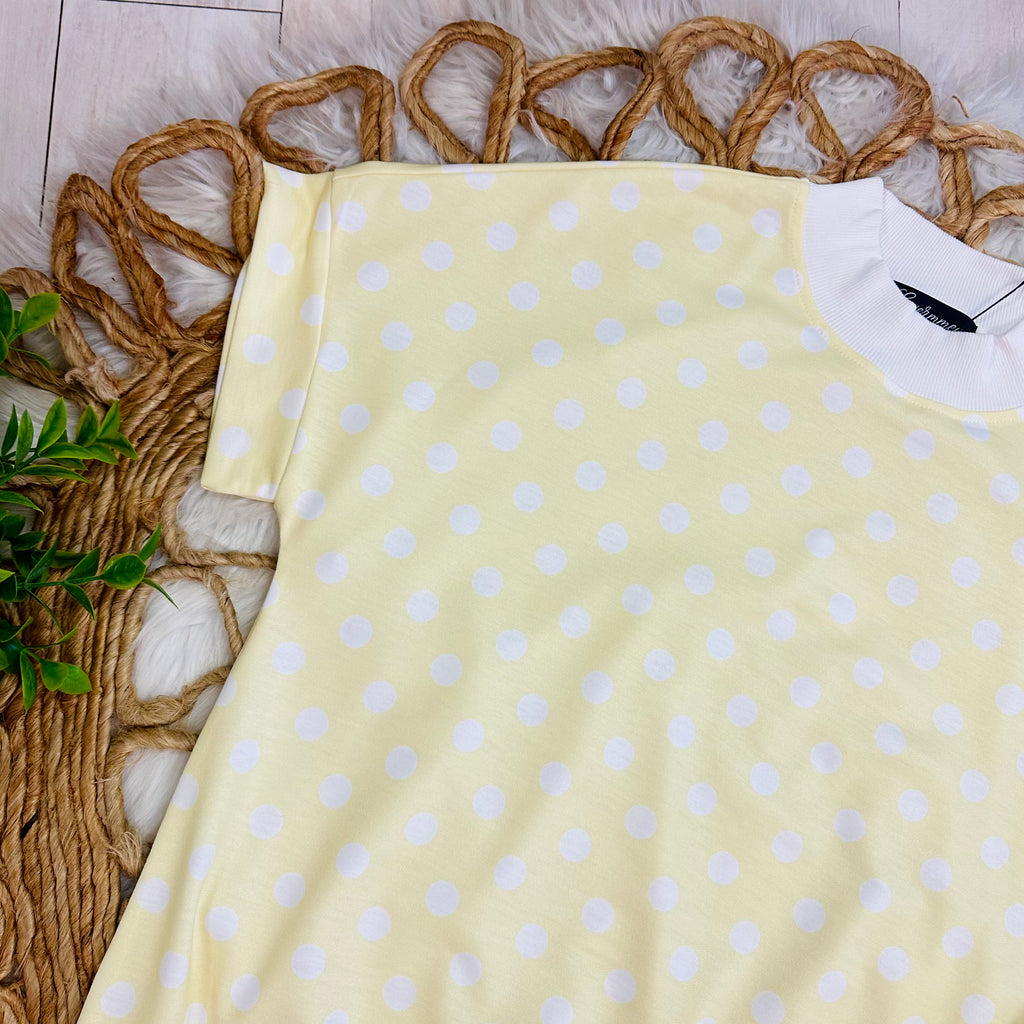 Women’s Yellow Short Set with White Polka Dots
