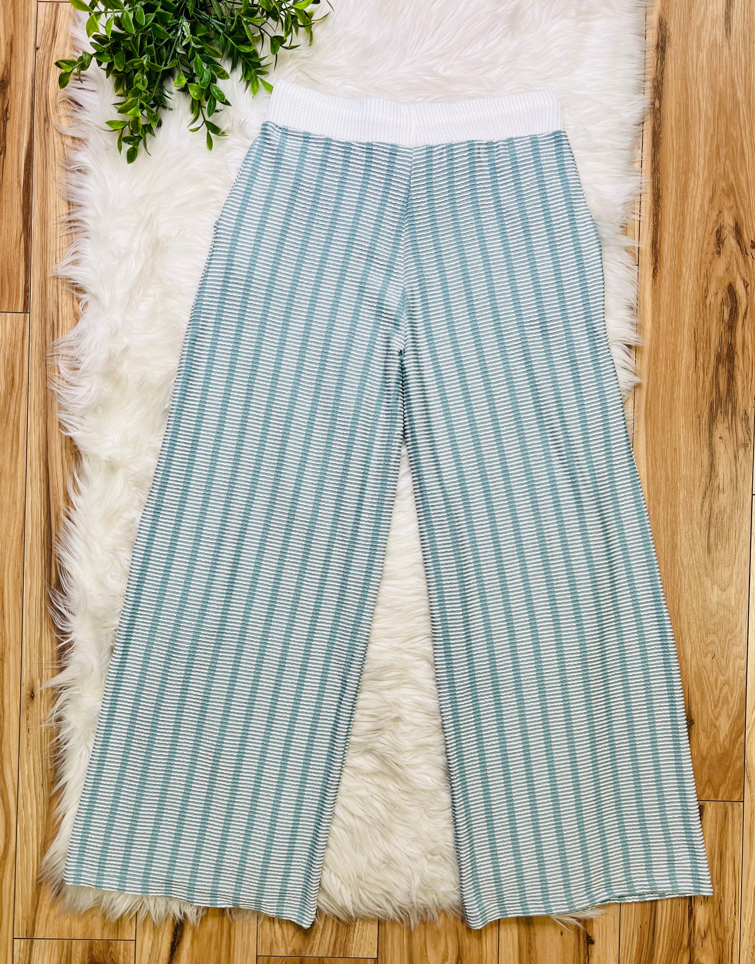 Women’s Zenana Ash Jade Striped Ribbed Pant Set