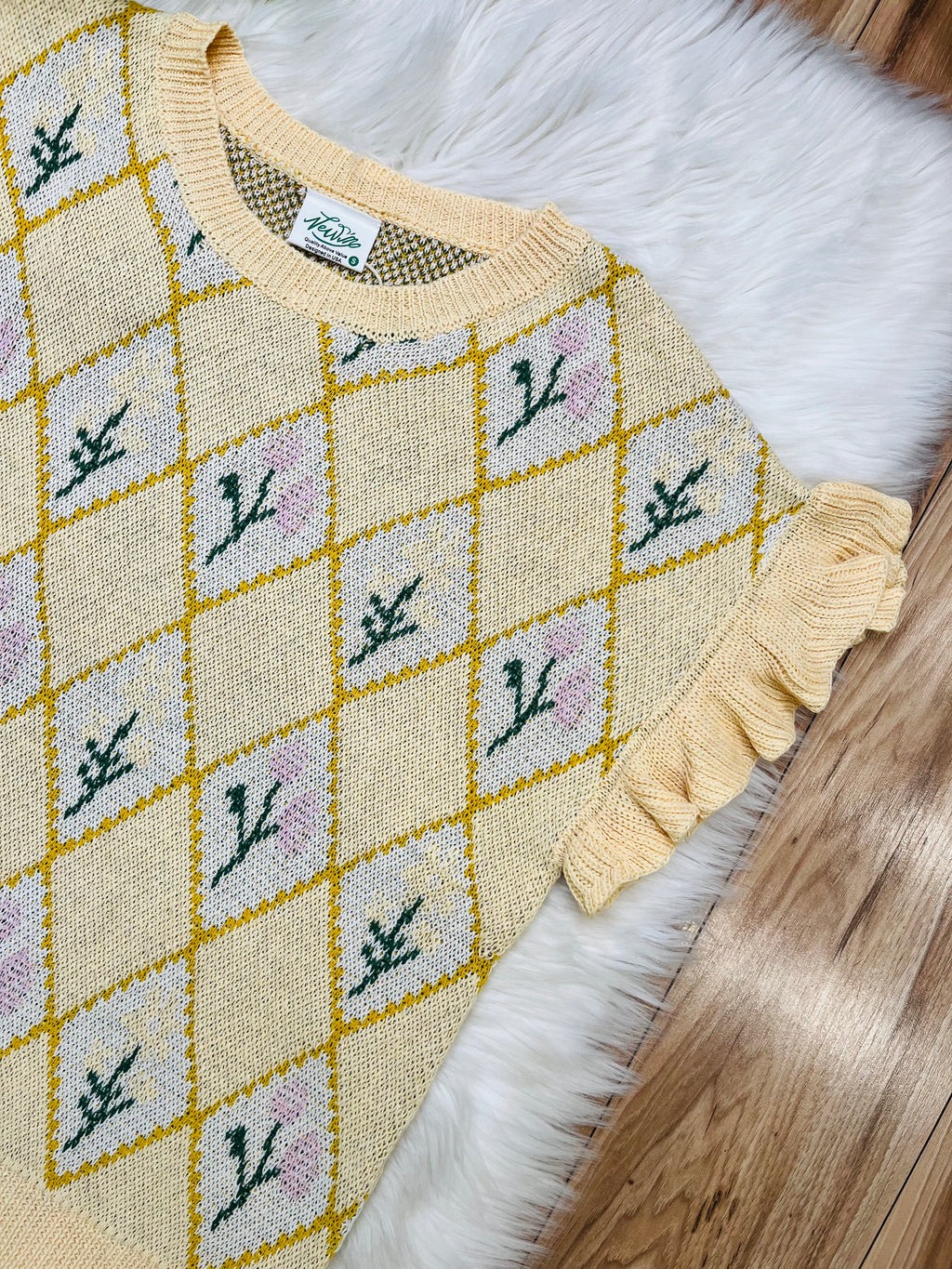 Women’s Very J Yellow Floral Sweater Top
