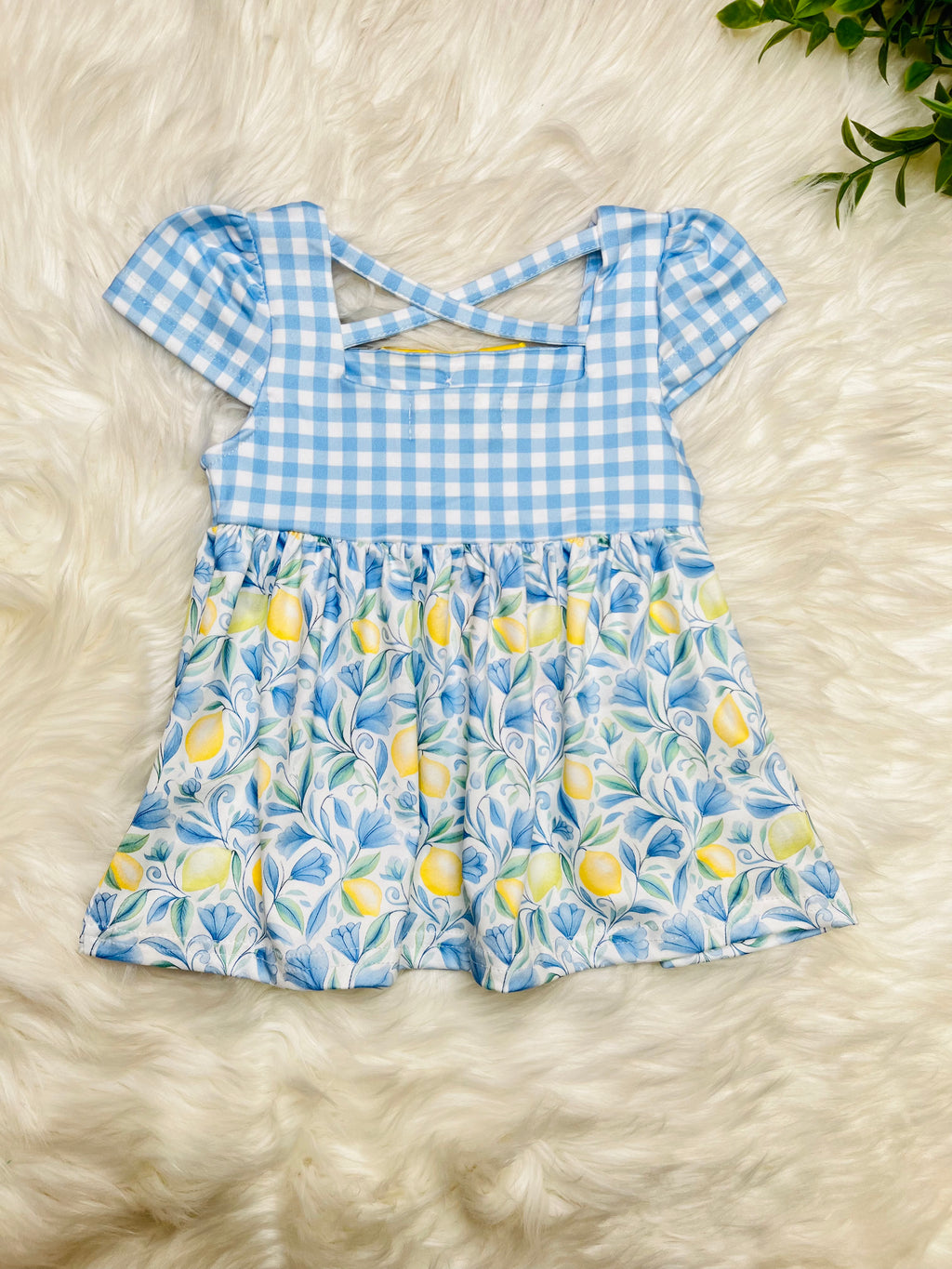Girl’s Sunny Lemons Gingham Ruffle Set
