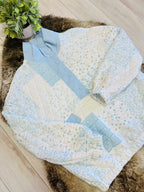 Women’s Evermmee Light Blue Mixed Print Quilted Pullover Top- Loose Fit