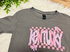 Girls Charcoal Grey Kentucky Mixed Pink Print Tee