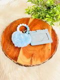 Blue Heart Wristlet ID Badge Pouch with Scalloped Detail