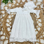 Girls Haute Baby White Anna Corine Gown, Bonnet, Blanket Set