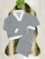 Women’s Zenana White & Black Long Sleeve Set