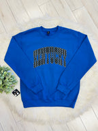 Women’s Blue & Black Crewneck Top with Polka Dots