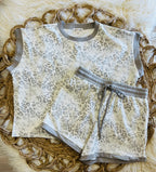 Women’s Grey Leopard Short Set