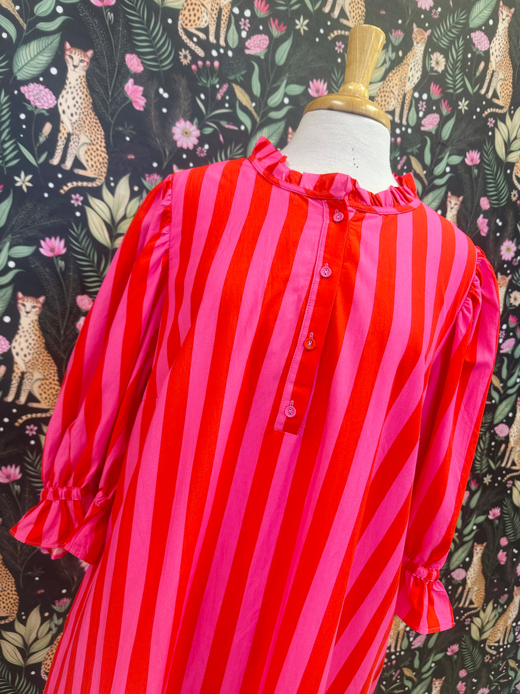 Women’s Evermmee Curvy Red and Pink Stripe Dress with Pockets