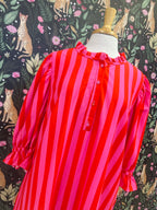 Women’s Evermmee Curvy Red and Pink Stripe Dress with Pockets
