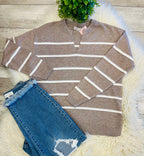 Women’s Zenana Trinity V-Neck Sweater In Light Mocha - True to Size