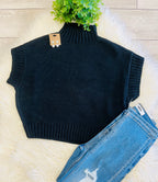 Women’s Black Sleeveless Knit Mock Neck Blouse