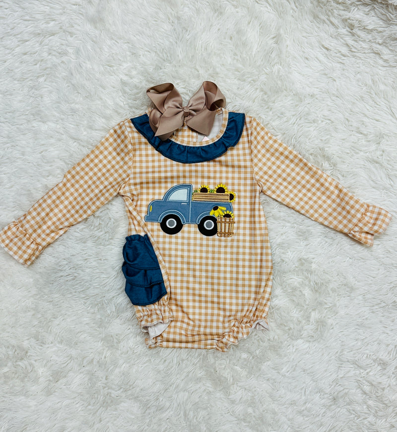 Girls Sunflower Fall Romper