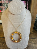 Women’s Gold and Orange Beaded Circled Dangling Necklace