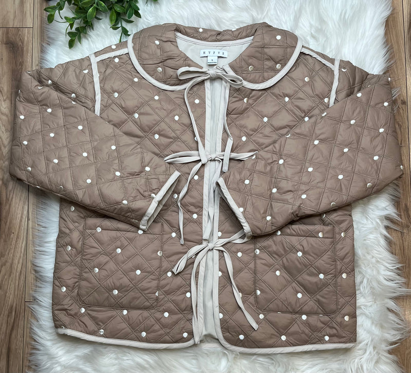Womens Brown Polka Dot Jacket