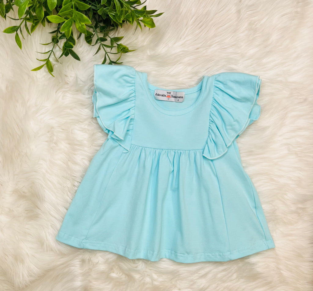 Girl’s Light Blue and Coral Short Outfit