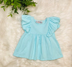 Girl’s Light Blue and Coral Short Outfit