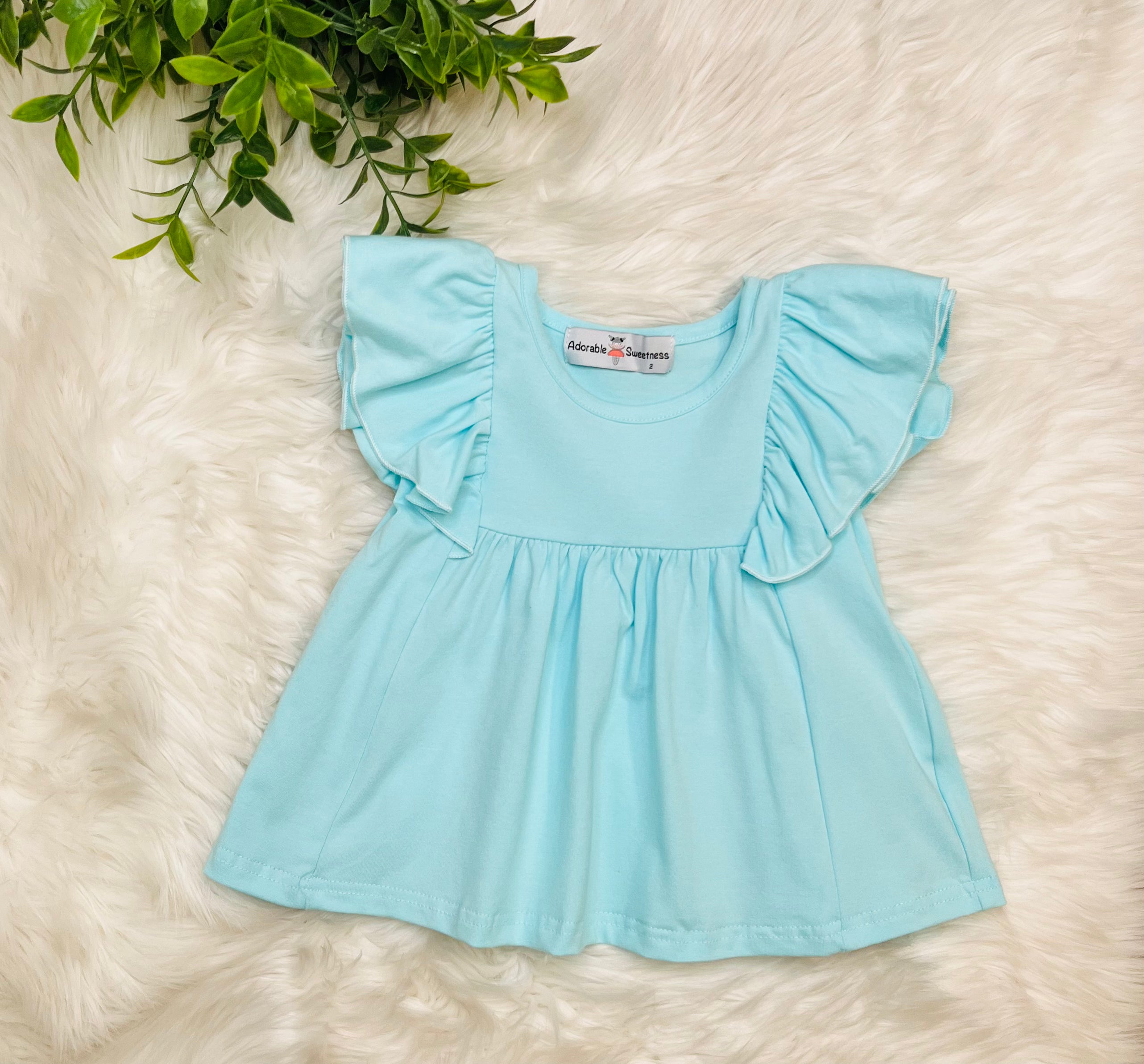 Girl’s Light Blue and Coral Short Outfit