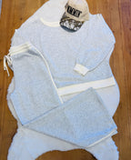 Women’s Zenana Scuba Drawstring Pant Lounge Set in Heather Gray