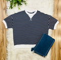 Women’s Zenana Navy Striped Top