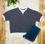 Women’s Zenana Navy Striped Top