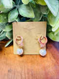Rose Gold Pearl Drop Hoops