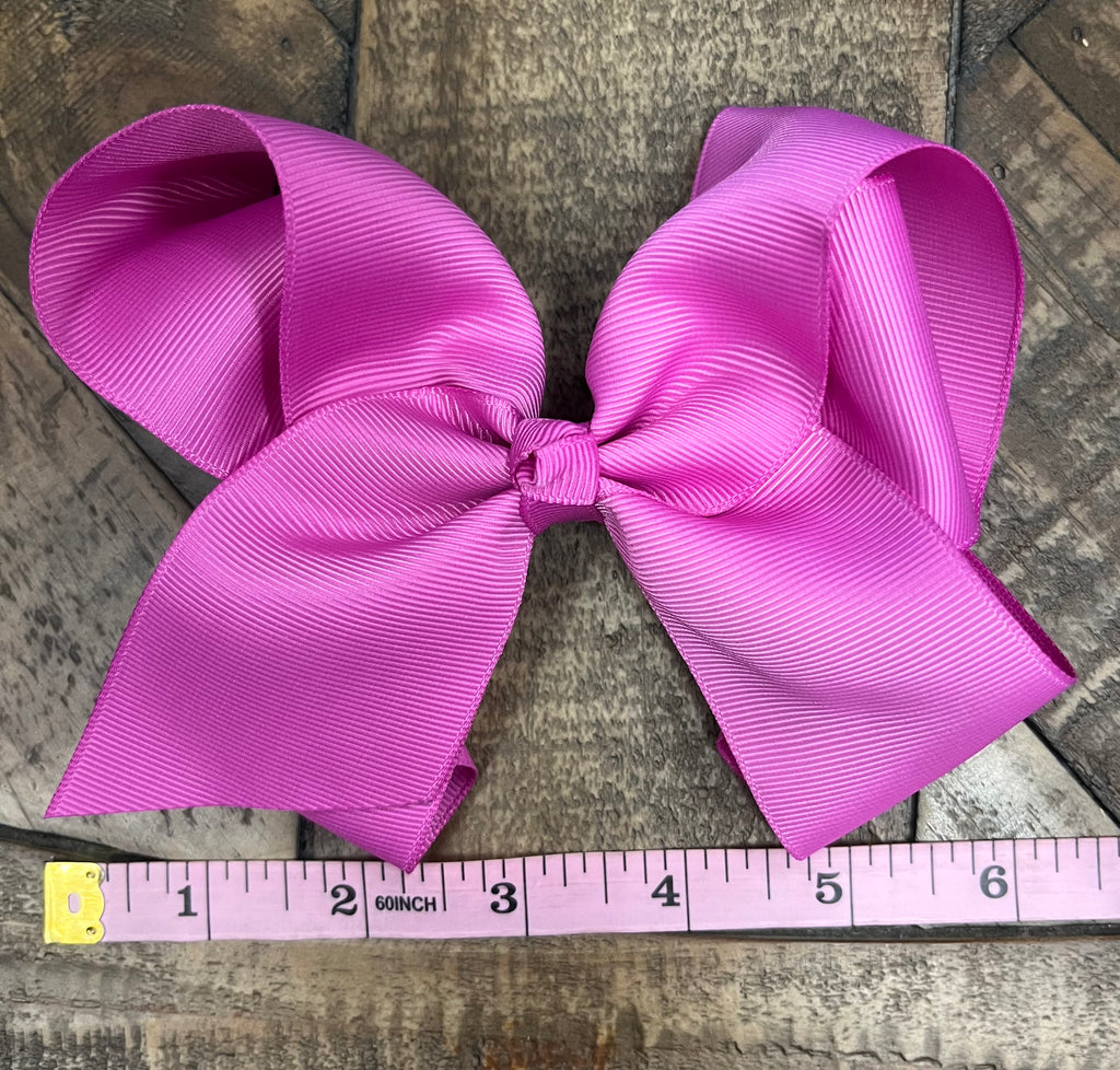 Hair Bow 6” Alligator Clip - Magenta Pink
