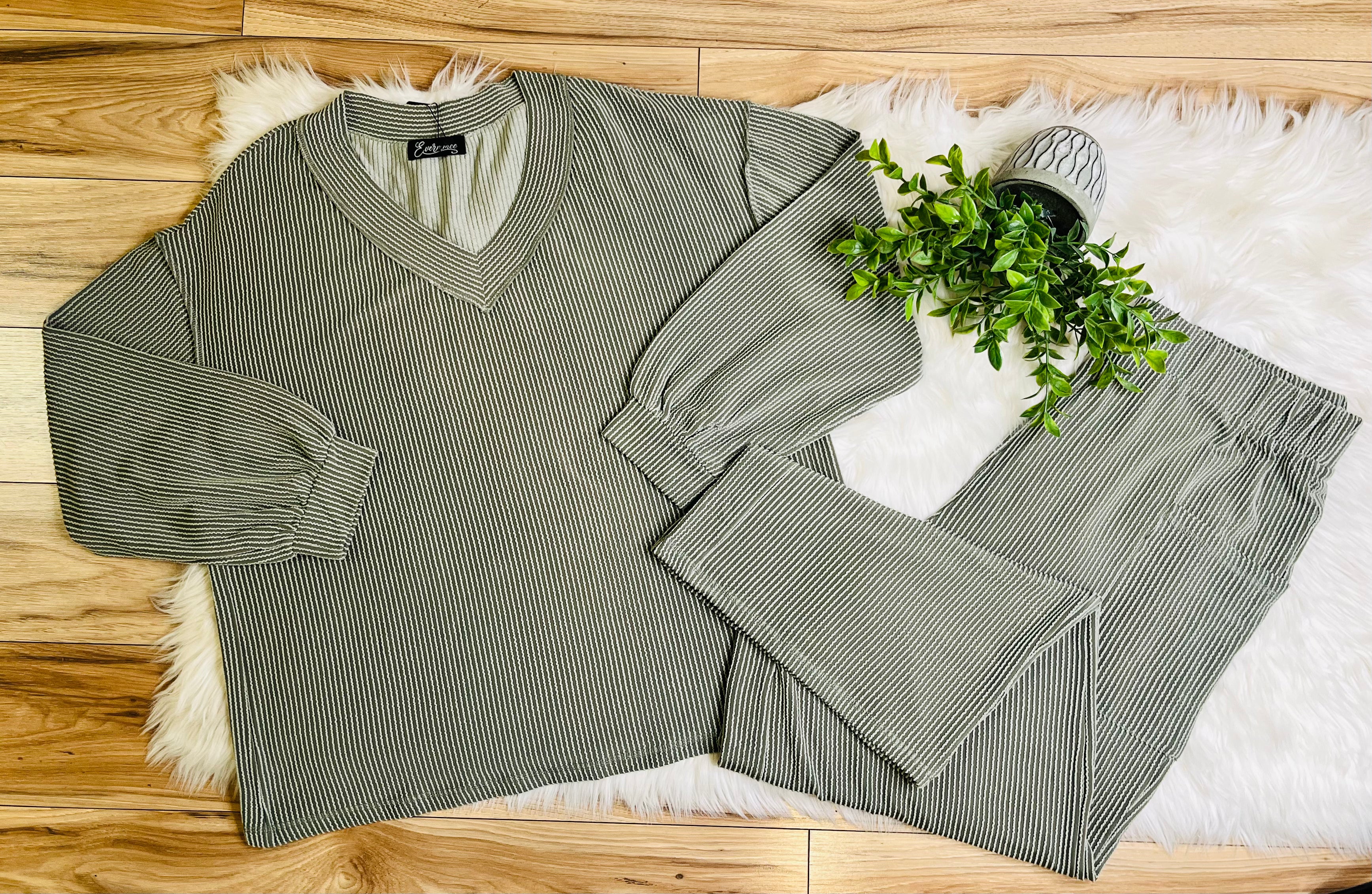 Women’s Evermmee Curvy Olive Ribbed Set