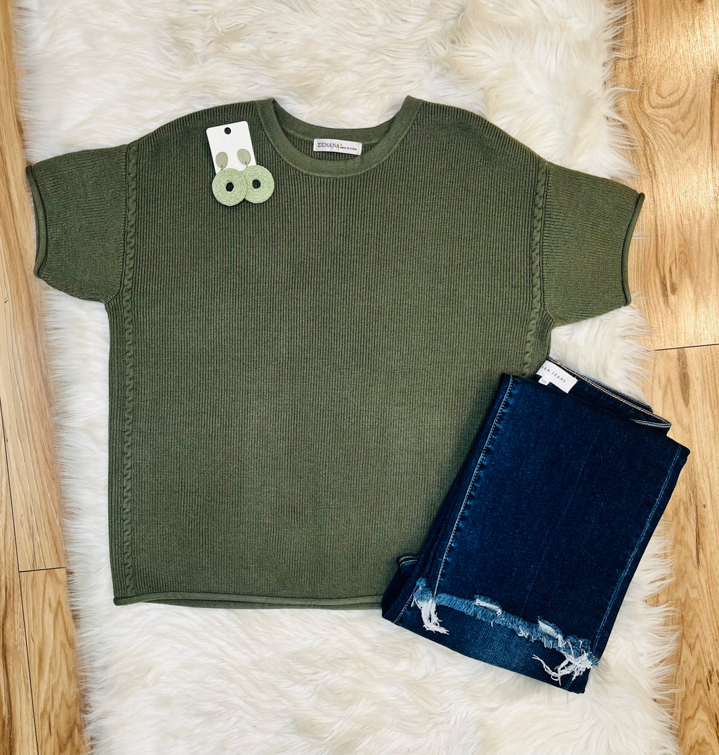 Women’s Zenana Olive Sweater Top - True to Size