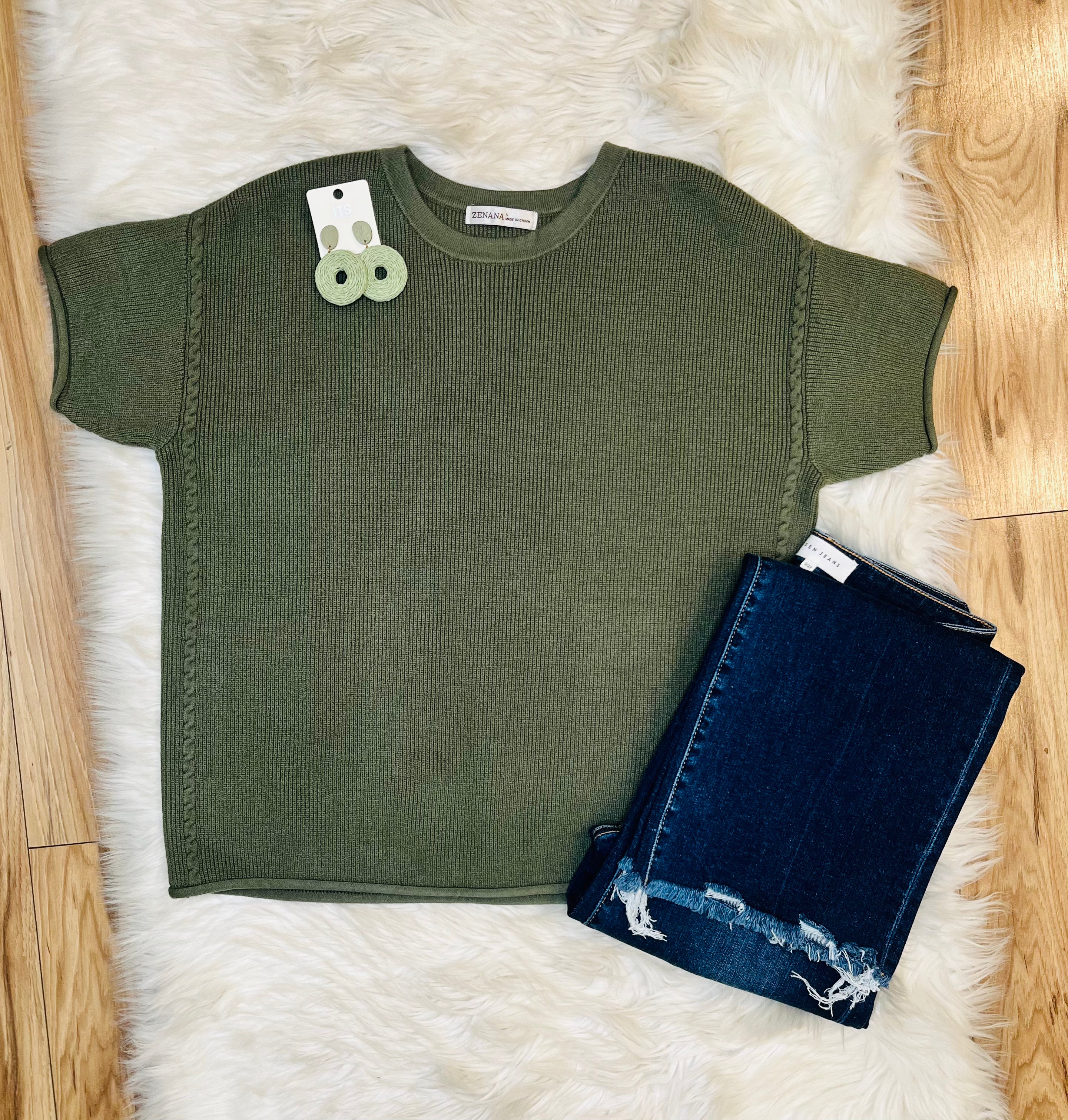 Women’s Zenana Olive Sweater Top - True to Size
