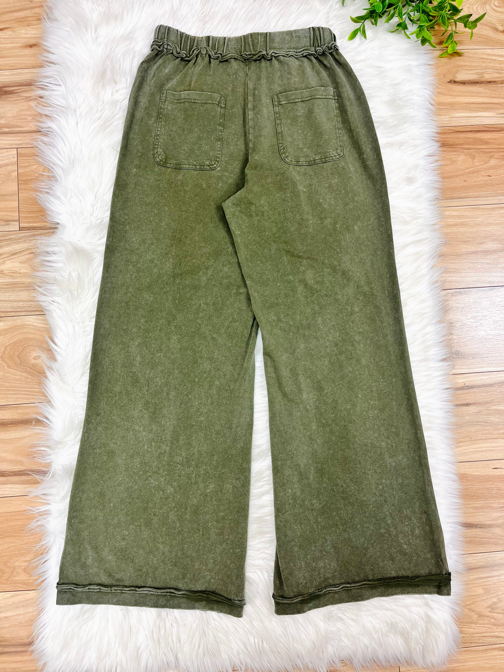 Women’s Evermmee Green Acid Wash Pants- Loose Fit