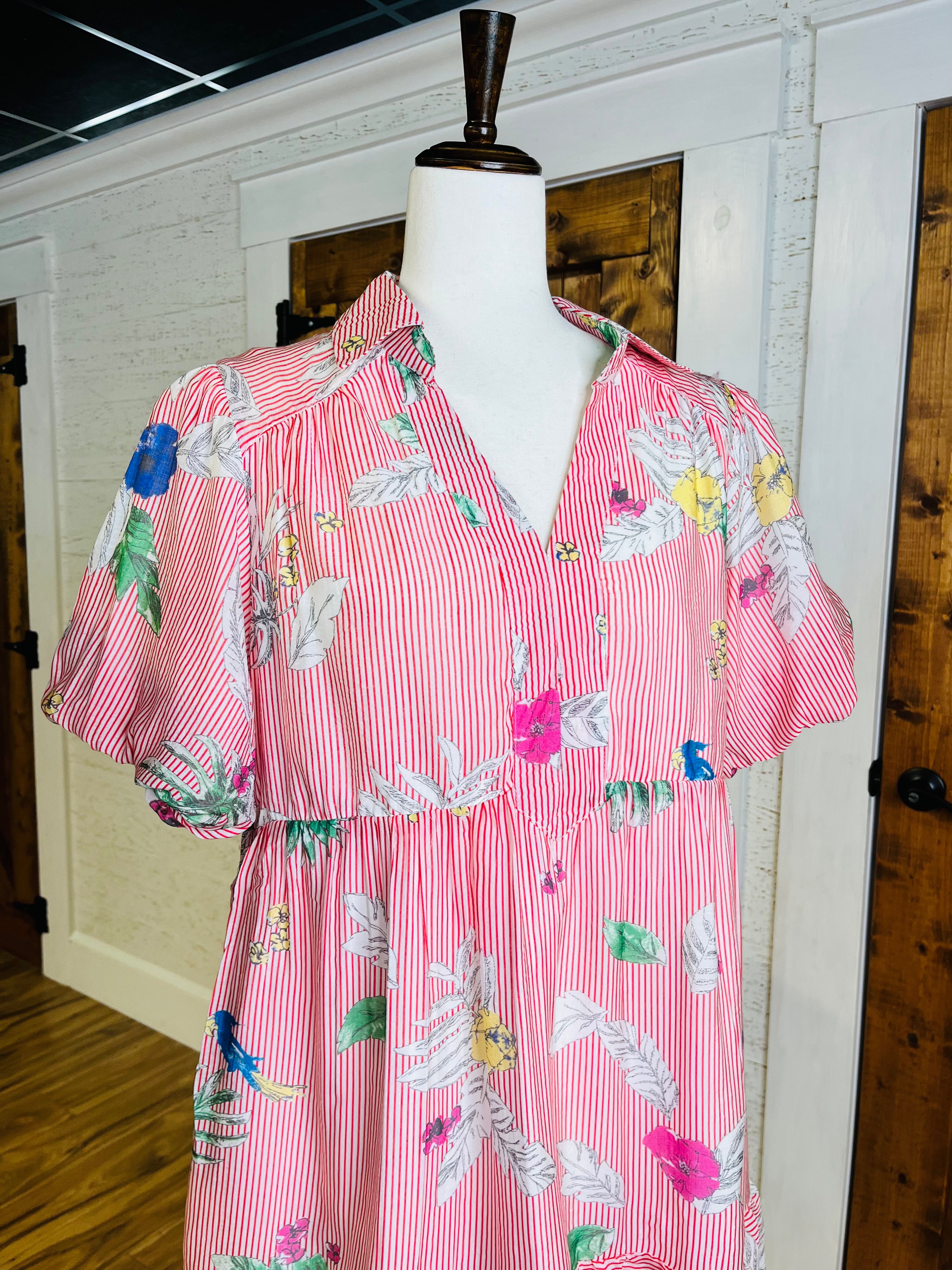 Women’s Umgee Red Stripe Pattern Dress