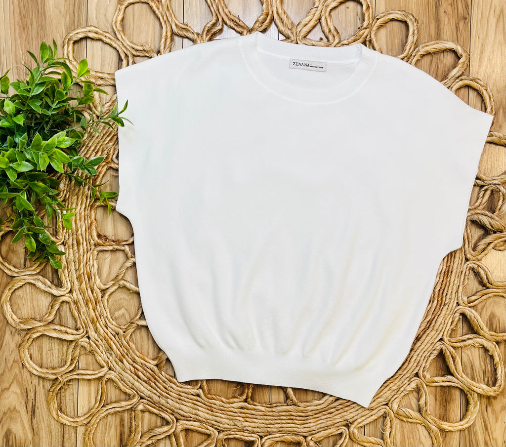 Women’s Zenana Off White Sweater Vest Top