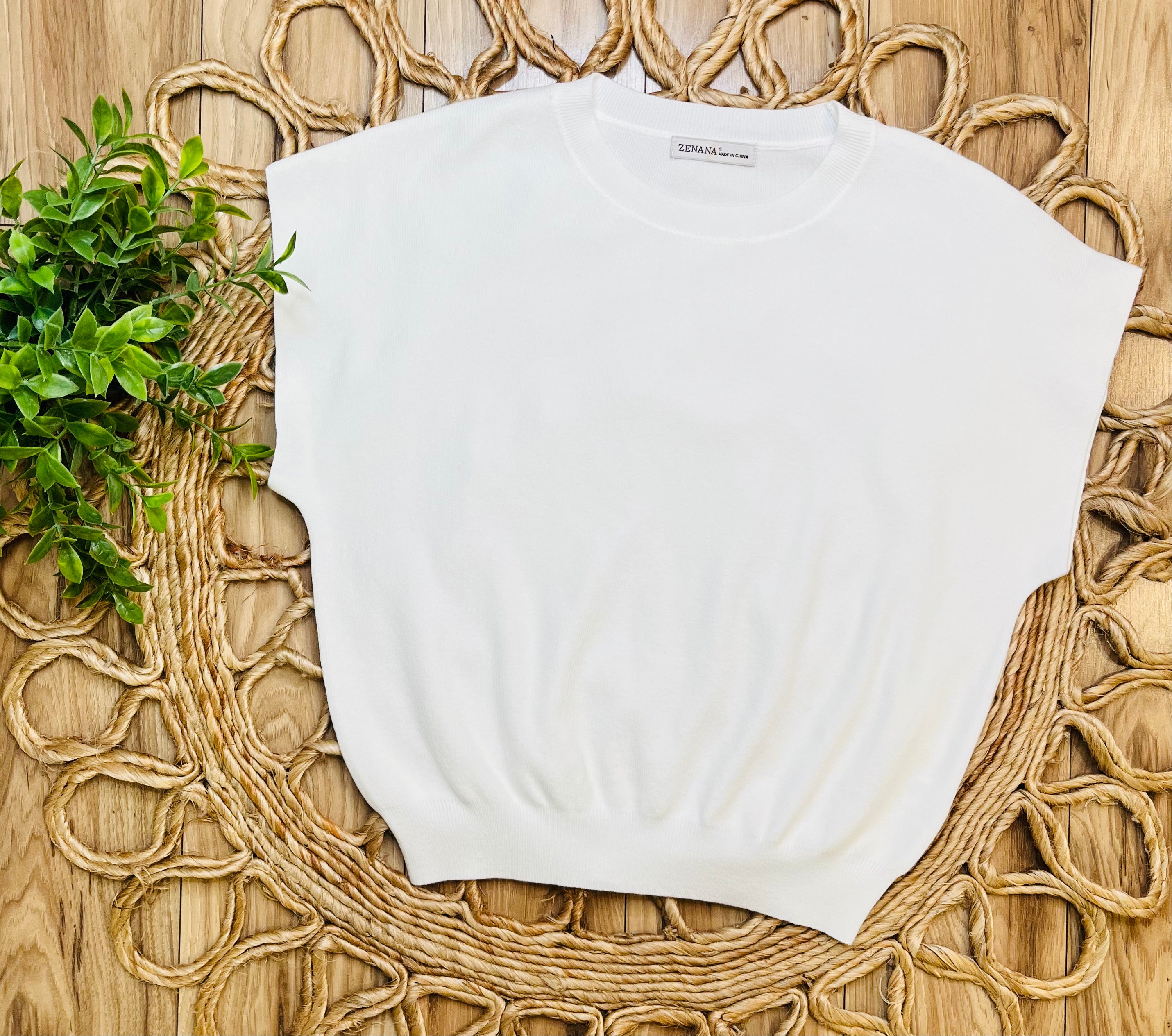 Women’s Zenana Off White Sweater Vest Top