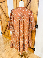 Women’s Evermmee Mocha Brown Polka Dot Curvy Dress- True to Size