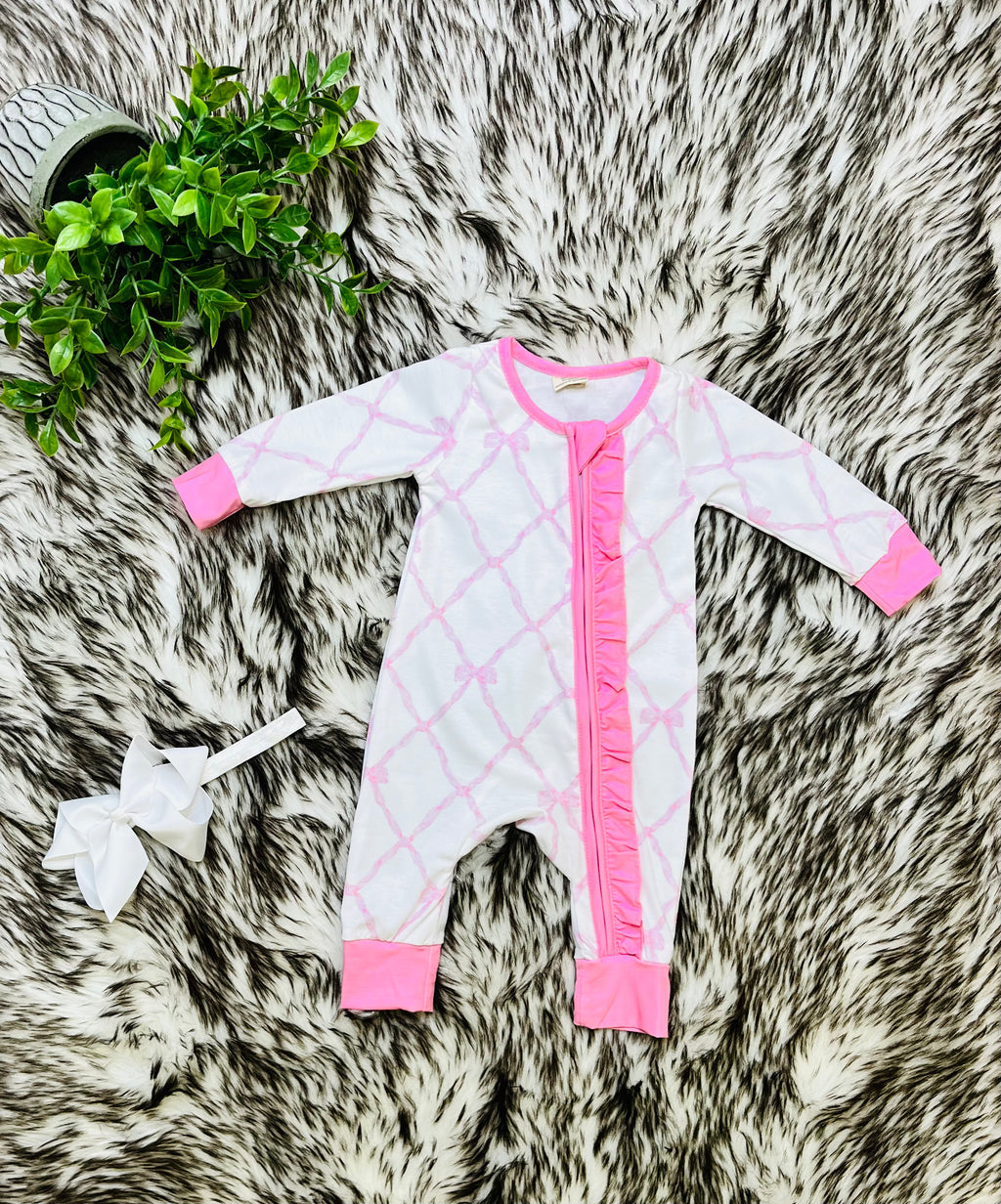 Girl’s Pink Bow Zipper Sleeper