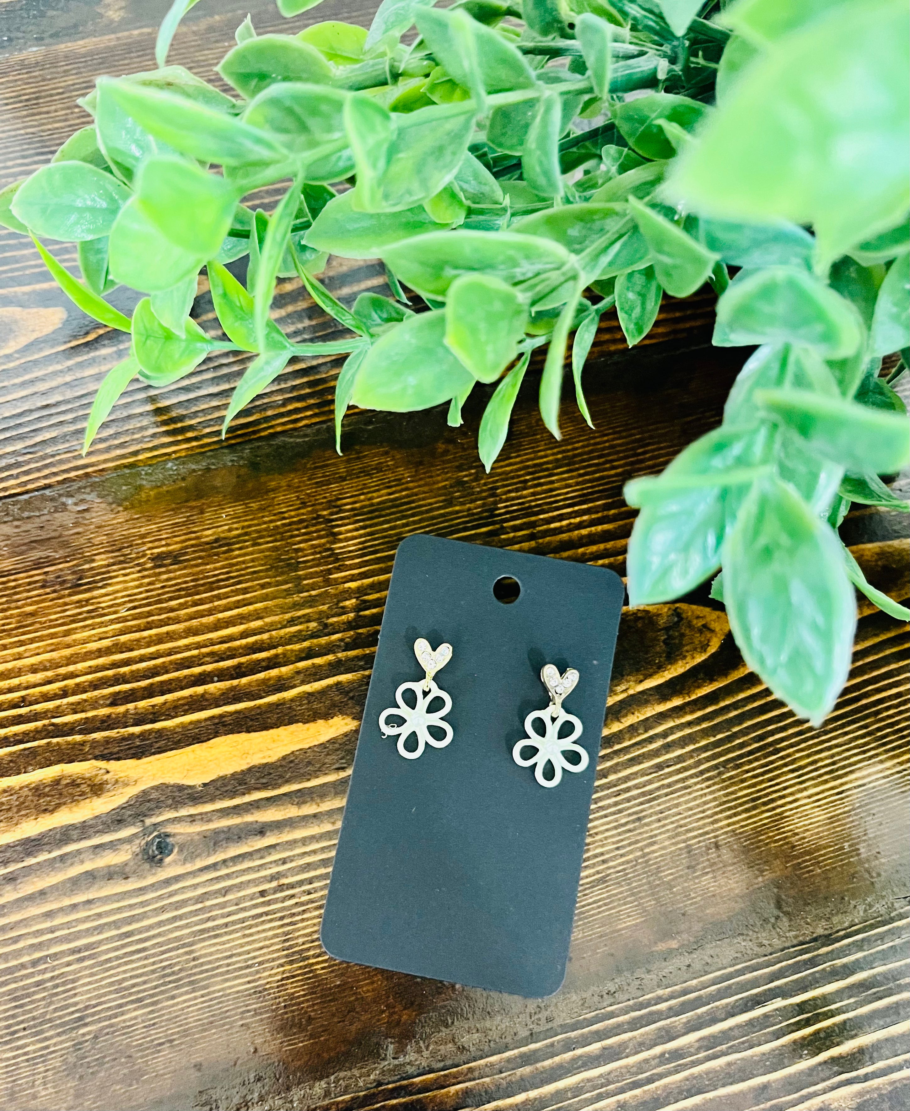 Women’s Heart and Flower Earrings