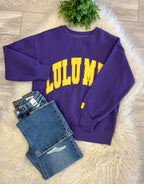 Women’s LuLu Mac Purple/Yellow Stitch Sweatshirt - Oversized Fit