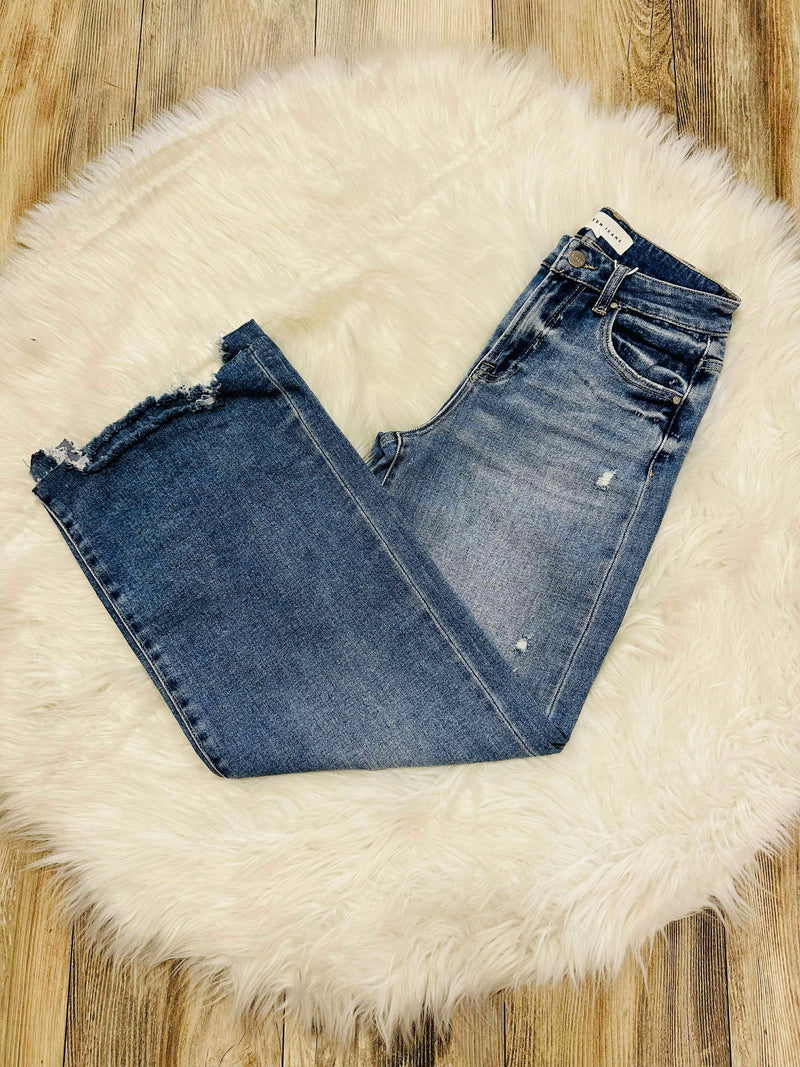 Risen High Rise Crop Wide Leg Jeans Style 5878